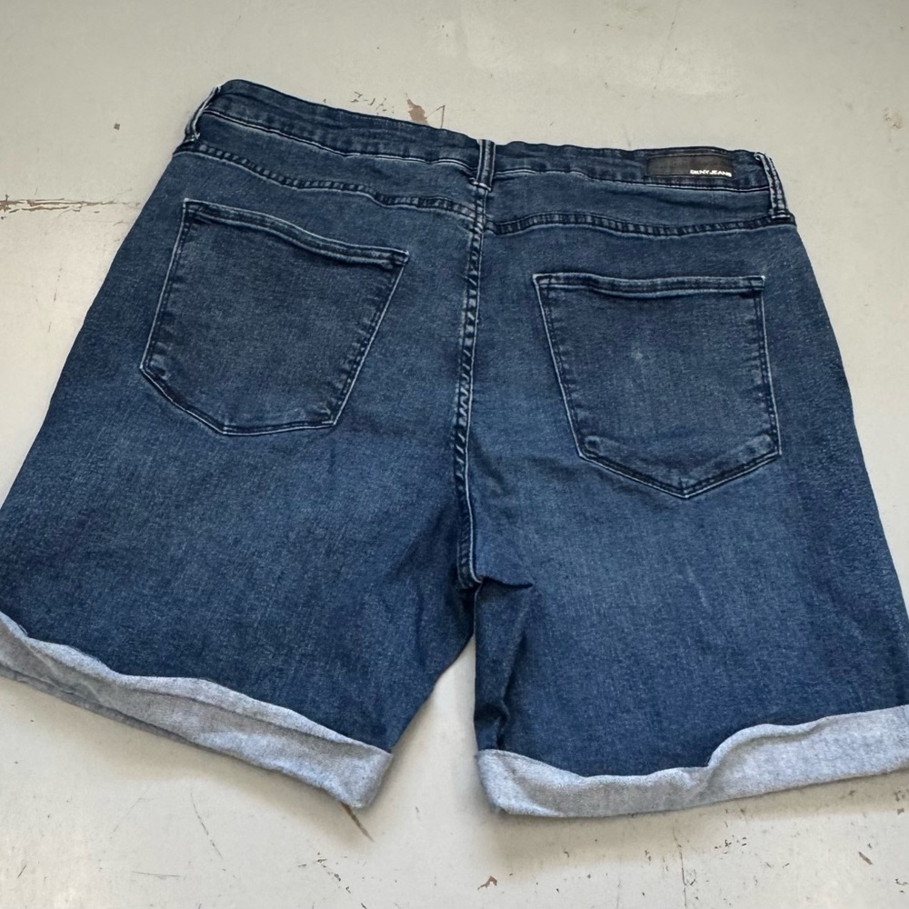 DKNY Women's Dark Blue Denim Cuffed Jean Summer Shorts - Picture 5 of 5